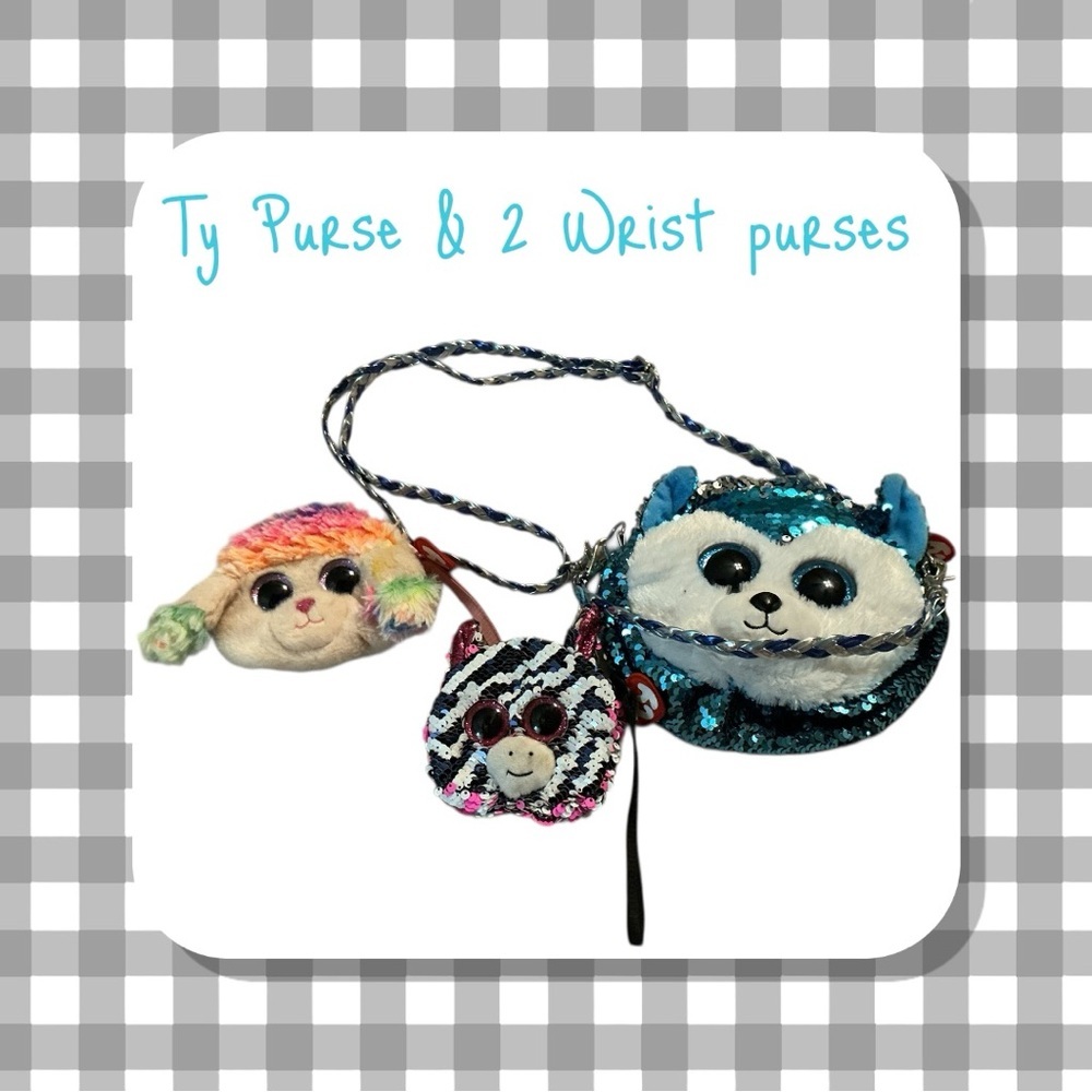 ‼️TY FASHION BEANIE BOO SEQUIN PURSES, Slush Husky, Zebra, Rainbow Poddle